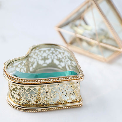 Vintage Glass Jewelry Box with Palace Design