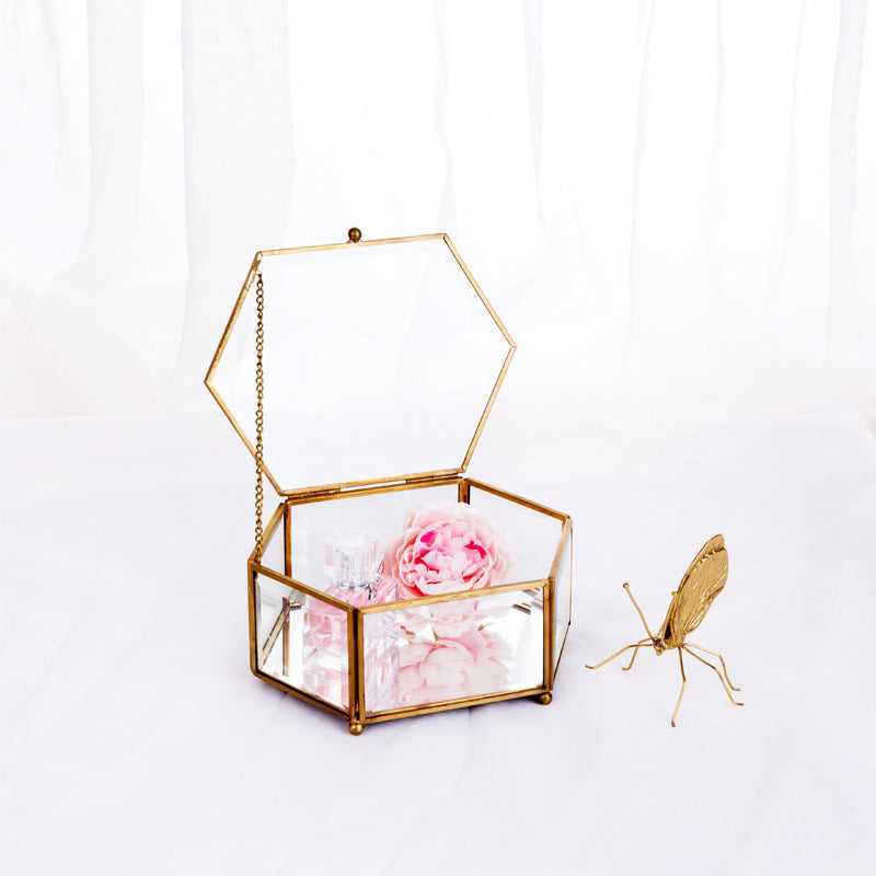 Mirror Jewelry Storage Box with Preserved Flower Décor