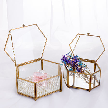 Mirror Jewelry Storage Box with Preserved Flower Décor