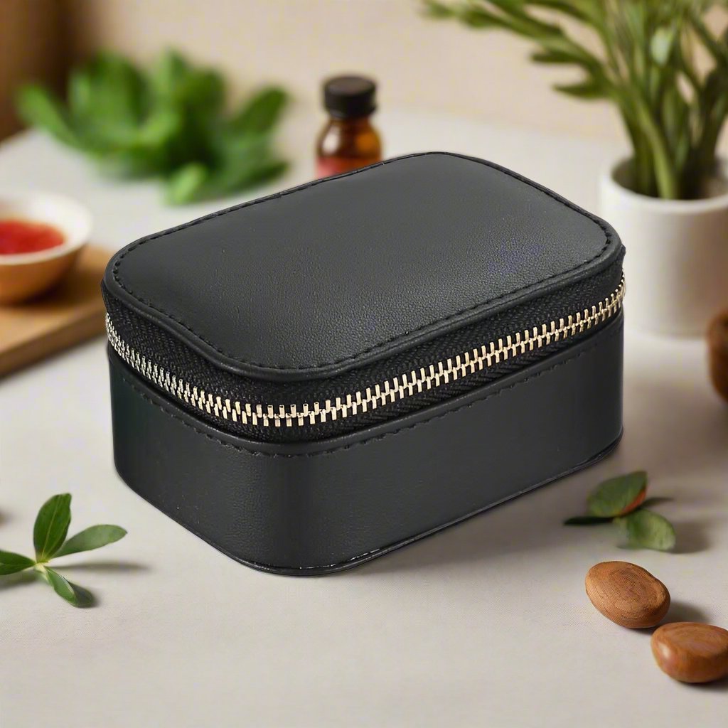 Striped PU Leather Travel Jewelry Box