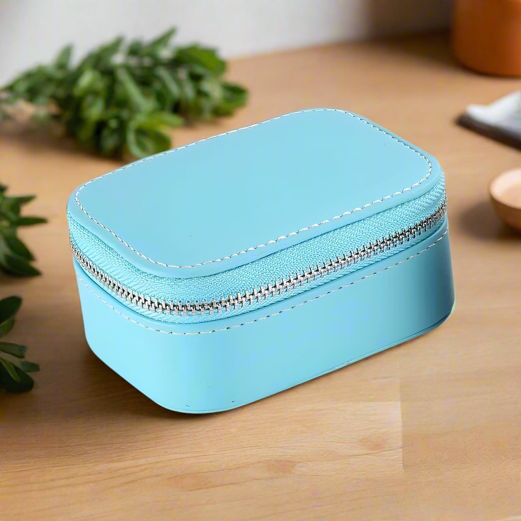 Striped PU Leather Travel Jewelry Box