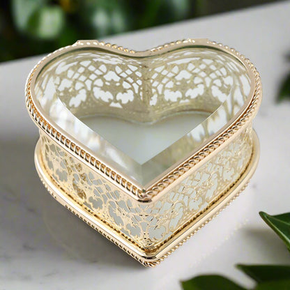 Vintage Glass Jewelry Box with Palace Design