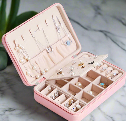 Old-fashioned wooden storage box for jewelry and small items.