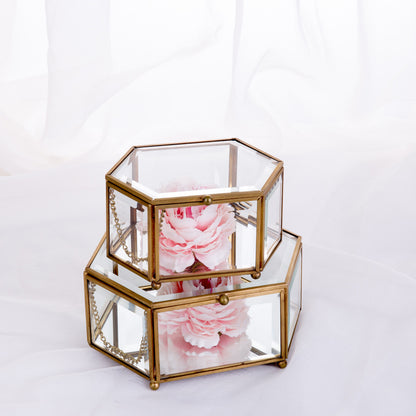 Mirror Jewelry Storage Box with Preserved Flower Décor