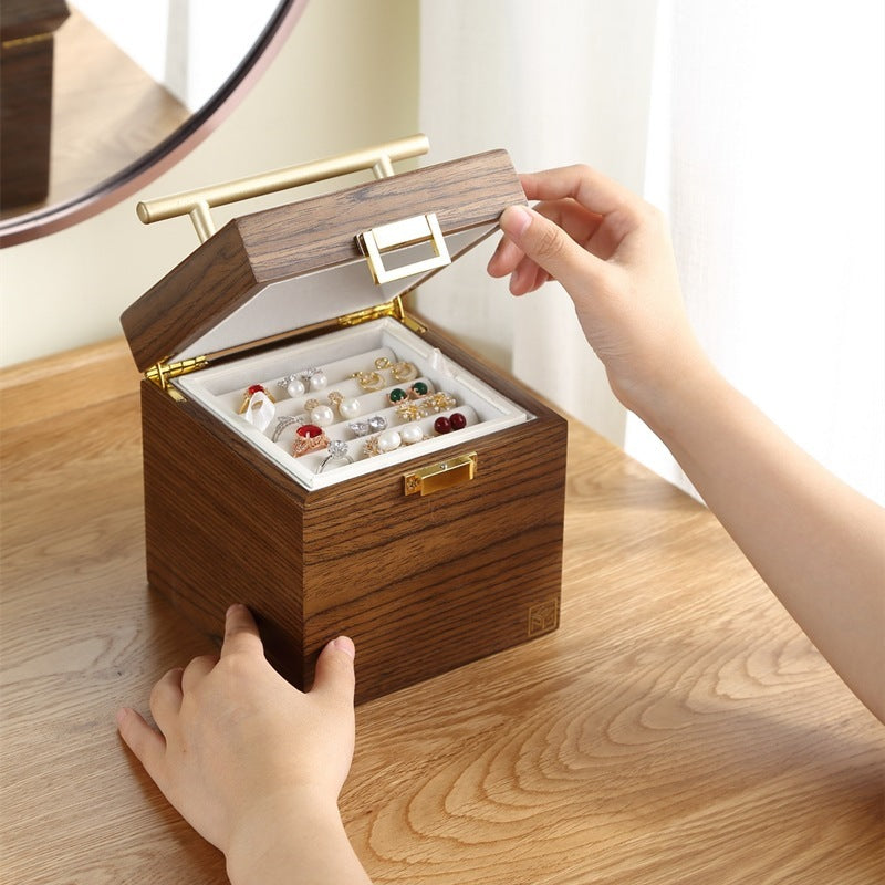 Stackable Wooden Jewelry Box with Multi-Layer Storage