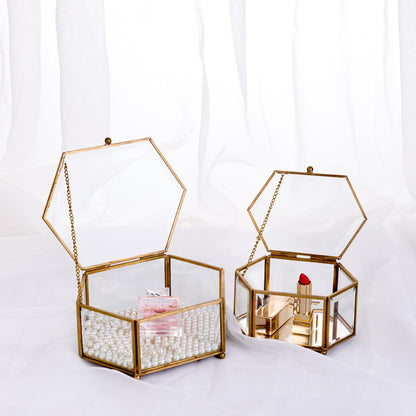 Mirror Jewelry Storage Box with Preserved Flower Décor