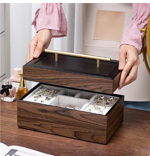 Wooden Three-Layer Palace Style Storage Box