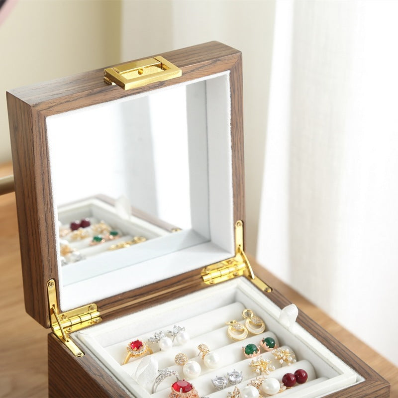 Stackable Wooden Jewelry Box with Multi-Layer Storage